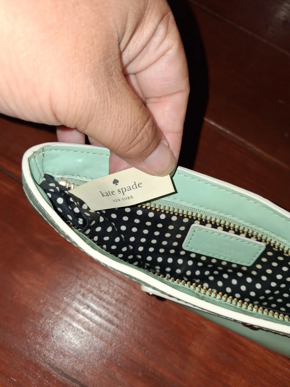 kate spade Mint Green Patent Leather Wristlet Clutch
